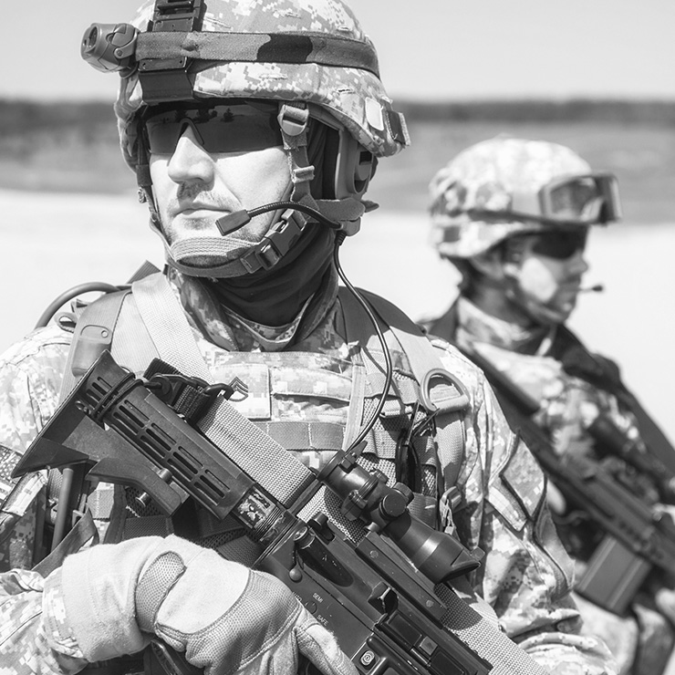 US soldiers in desert environment