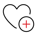 icon of heart with plus symbol